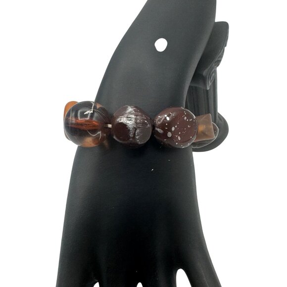 Chunky Shades of Brown Beaded Stretch Bracelet - Picture 3 of 5